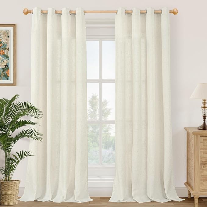 YoungsTex Extra Long Natural Linen Curtains 102 Inches Length by YoungsTex