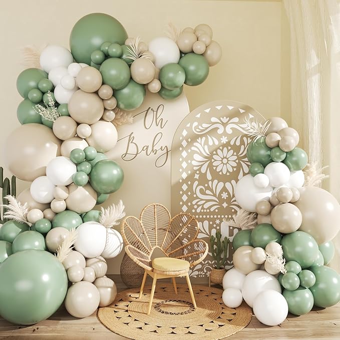 CROSSFINGERS Sage Green White Balloon Garland Arch Kit by CROSSFINGERS