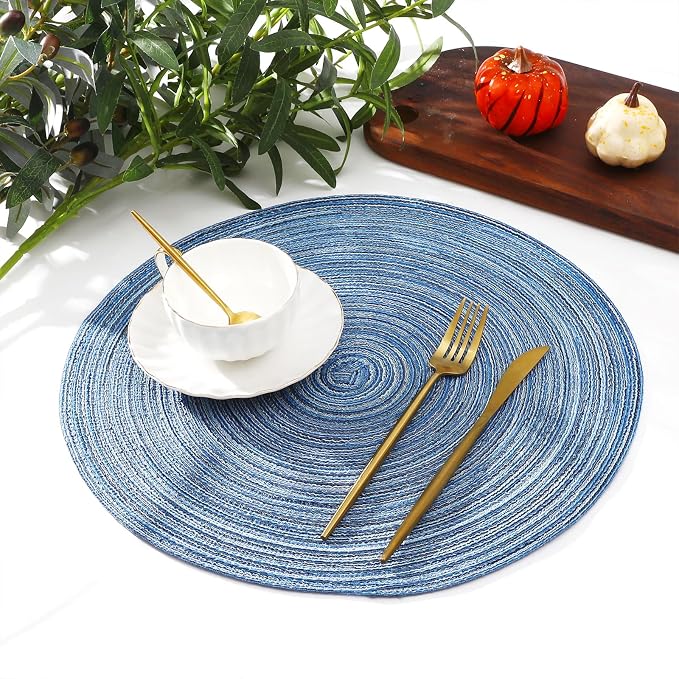 SHACOS Round Braided Placemats Set of 6 Circle Place Mats Kitchen Table Mats - Image 9