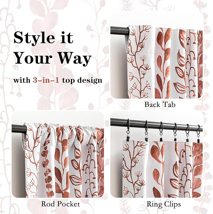 Terracotta Blackout Curtains 95 Inches Long 2 Panels - Image 3