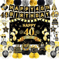 40th Birthday Decorations for Men Women | Pre-Strung Black Gold Happy Birthday by Unknown