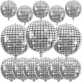 14 Pcs Disco Ball Balloons 22/15/10 4D Ball Balloons Metallic Silver Disco by Froova