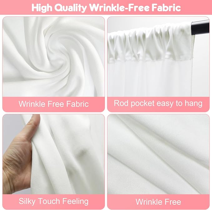 Asee'm Ivory Backdrop Curtains Drapes - Image 3
