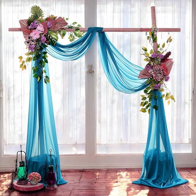 MDS Halloween Chiffon Draping Fabric - 1 Panel, 30" Wide x 40ft Long - Sheer Spooky Arbor & Canopy Drapery for Haunted House Backdrops, Party Ceilings, DIY Costumes & Themed Events - Dark Teal