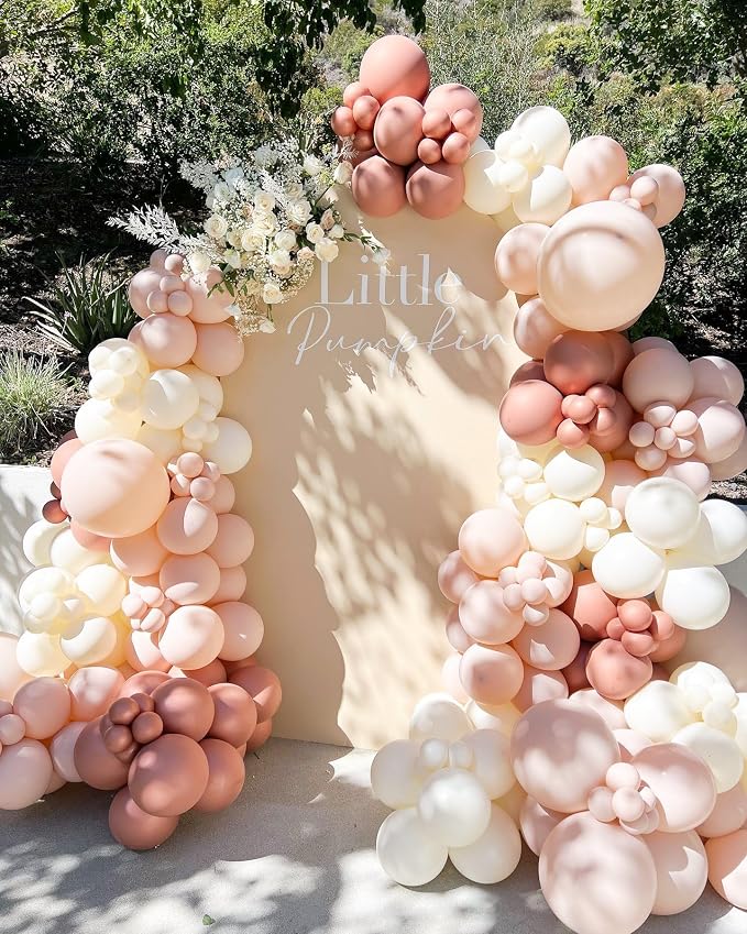 Pastel Orange Double Stuffed Balloons Different Size 115Pcs 5/10/12/18" Peach - Image 5