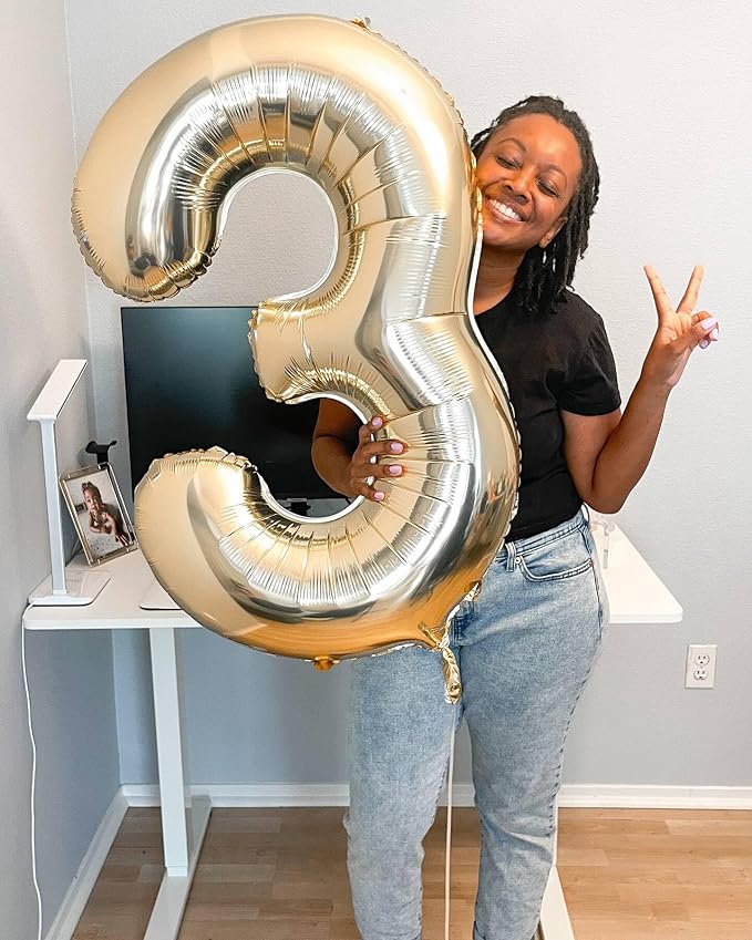 Light Gold Number 4 Balloon 40 Inch, 4th Birthday Decorations Men Women | Foil - Image 8