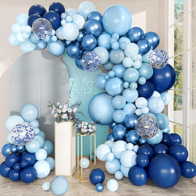 168pcs Blue Balloon Garland Arch Kit Different Sizes | 18 12 10 5 inch Latex / by PEASUG
