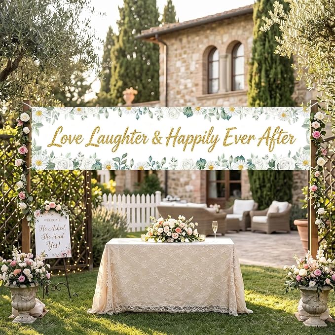 Happily Ever After Sign Banner Wedding Bridal Shower Party Decorations | - Image 3
