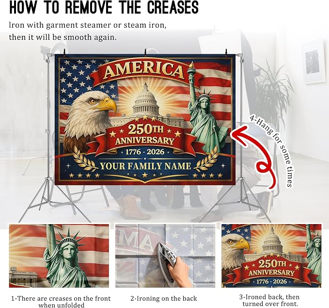 American 250th Anniversary Custom Backdrop 1776-2026, 250 Years of Freedom - Image 5