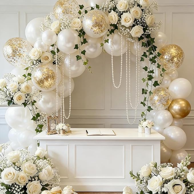 50pcs Pearl White Balloons, 12inch Pearl Ivory Latex Helium Balloons | - Image 6