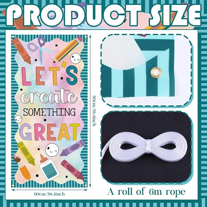 HunnmingRe Let's Create Something Great Banner Door Decor Back to School Party - Image 2