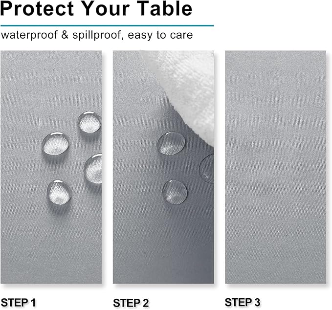 Hiasan Silver Grey Rectangle Tablecloth - Waterproof and Spillproof Washable Fabric Table Cloth for Dining Room Kitchen Party and Outdoor, 54 x 120 Inch