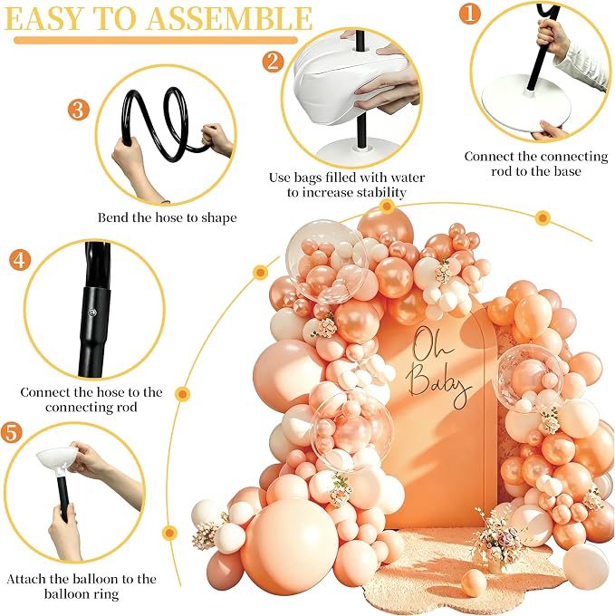 Balloon Arch Kit, Free Bending 8.2FT & 5FT Half Balloon Arch Stand | PVC Frame - Image 4