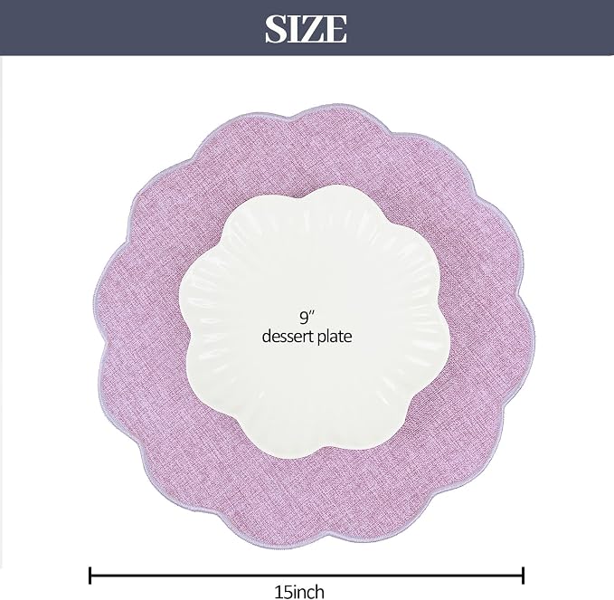 AHHFSMEI Round Faux Linen Placemats Set of 4 Heat Resistant Non-Slip Stain - Image 2