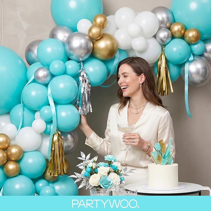 PartyWoo Teal Balloons 100pcs Turquoise Dark Teal Color 5 Inch | 36 18 12 10 5 - Image 9