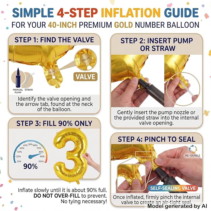 40 Inch Gold Number 1 Foil Balloon - Image 5