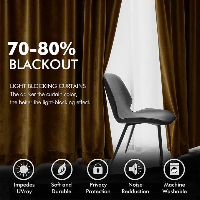 MIULEE Velvet Curtains Golden 52 x 90 Inch Length Set of 2 | Grommet Drapes - Image 4
