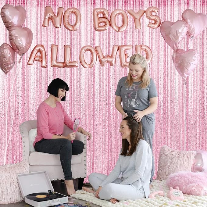 2×8FT-6PCS Pink Sequin Backdrop Curtains Panels, Photography Backdrop Glitter - Image 2