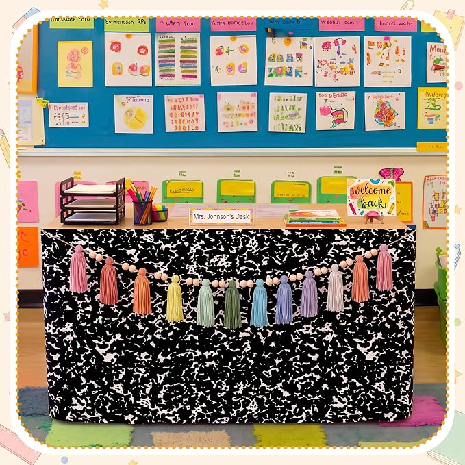 Irenare 2 Pcs 6Ft Composition Table Skirt and Tassels Garland - Image 5