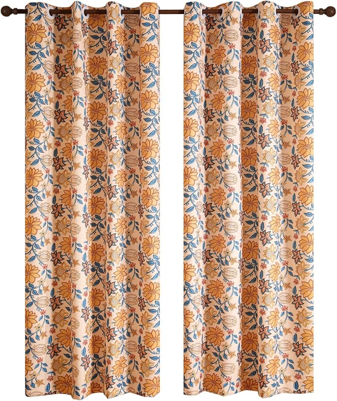 Designer Vintage Linen Printed Curtain, 2 Panels, kitchen Bedroom Living Room - Image 4