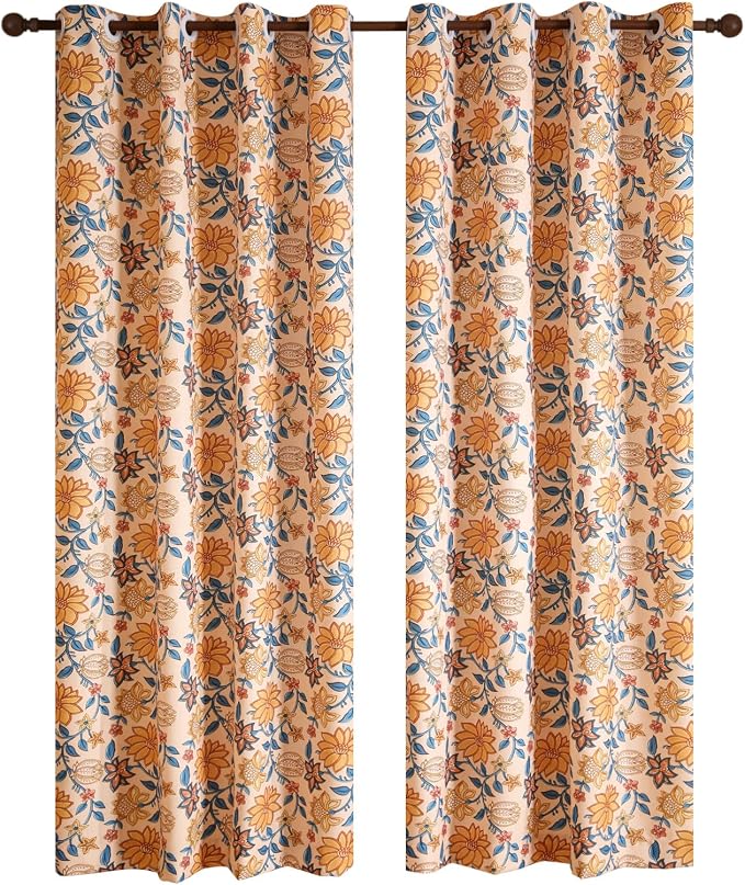 Designer Vintage Linen Printed Curtain, 2 Panels, kitchen Bedroom Living Room - Image 4