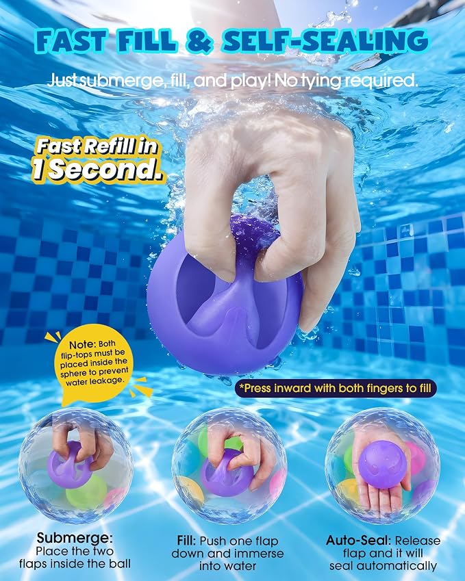 18PCS Reusable Water Balloons No Magnets, 100% Silicone Quick Fill Water Balls - Image 5