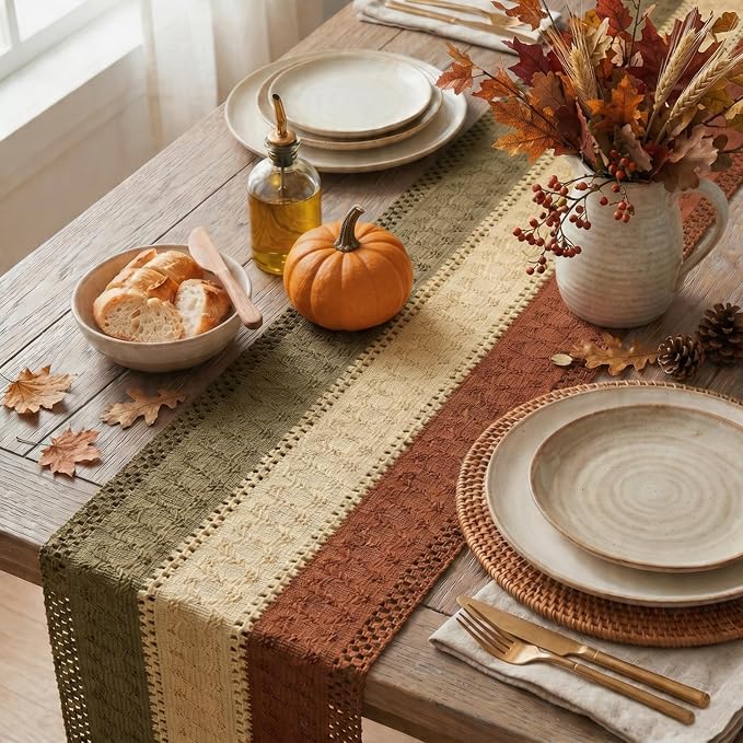 Artoid Mode Caramel Brown Coffee Farmhouse Rustic Table Runner 12x60 Inch | - Image 3