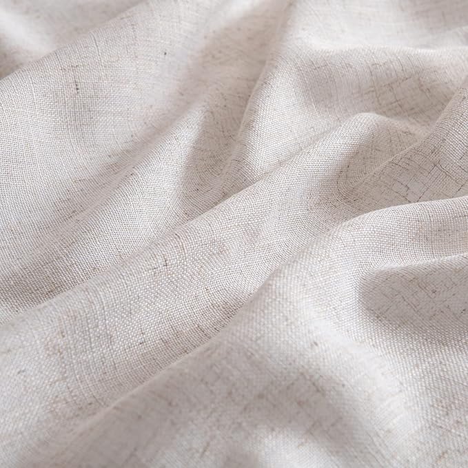 MIULEE Natural Linen White Kitchen Curtains 30 Inch Long 2 Panels Farmhouse | - Image 6