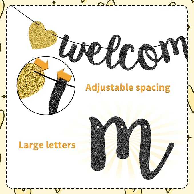 Welcome to The Team Banner Black Gold Glittery Welcome Banner - Image 5