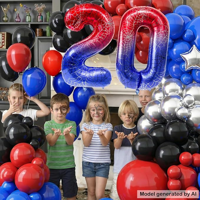 40 Inch Spider Theme Number Foil Balloons, Large Number 20 Balloons - Image 4
