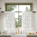 Anmao Vintage Lace Valance Kitchen Curtains 36 Inches Long 2 Panels, Semi Sheer by Anmao
