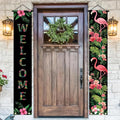 BlissYard 2pcs Black Pink Flamingo Door Banner Summer Hawaiian Porch Banners by BlissYard