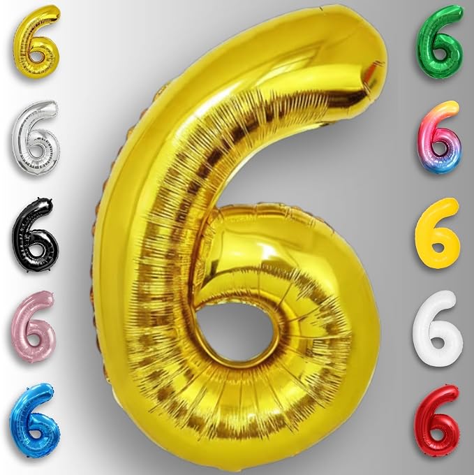 Gold Number Balloon 6 Mylar Foil Balloons 32 inch - Image 6