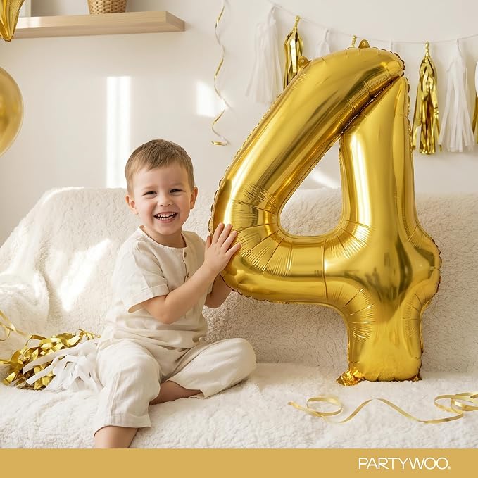 PartyWoo Number Balloons 40 Inch Gold Number 4 Kit 25pcs - Image 3