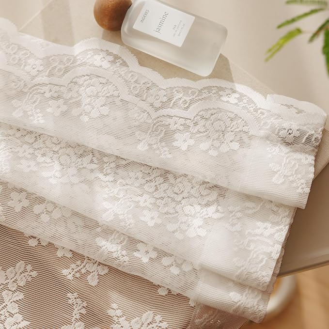 Anmao Vintage Lace Curtains 72 Inches Long 2 Panels Set, Romantic Elegant Light - Image 8