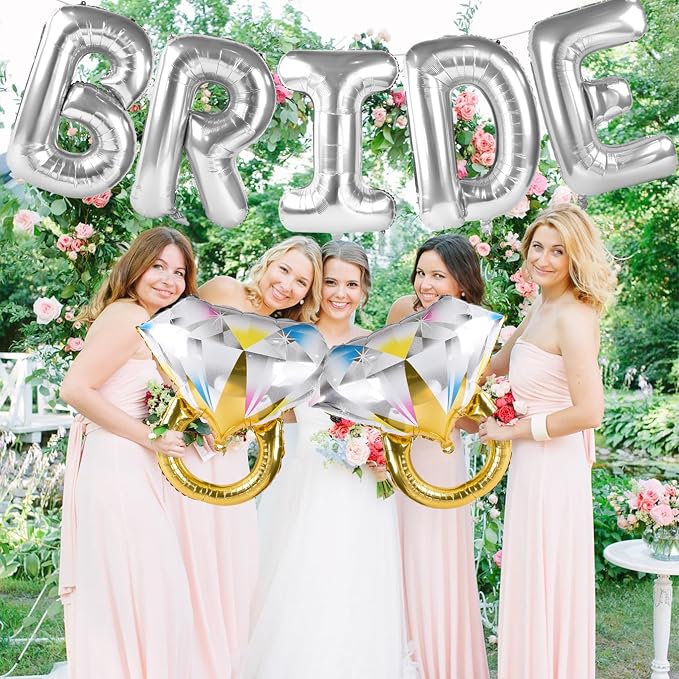 Bride Balloons with 2 Ring Foil Balloons, bachelorette parties and engagements - Image 4