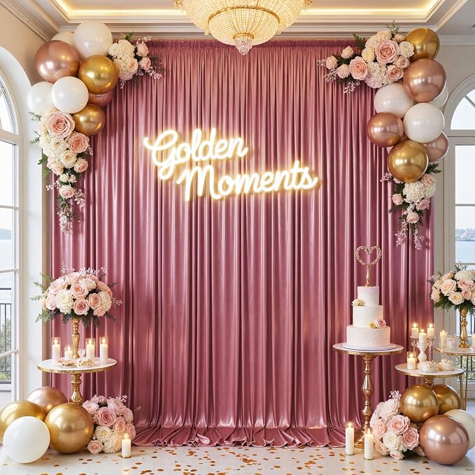 20x10ft Thick Rose Gold Glitter Backdrop Curtain Panels - Image 4
