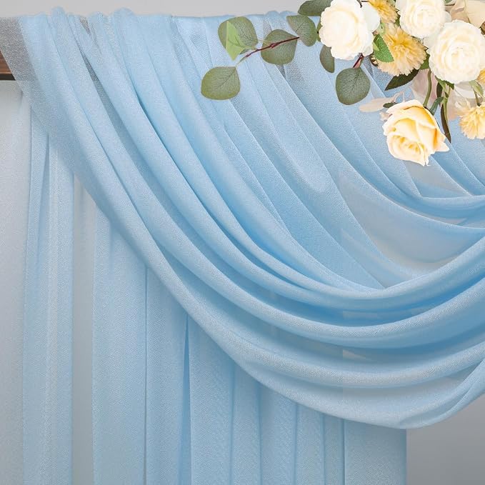 Wedding Arch Draping Fabric Backdrop Drapes 28.7" x 20FT, Baby Blue | Sheer - Image 4