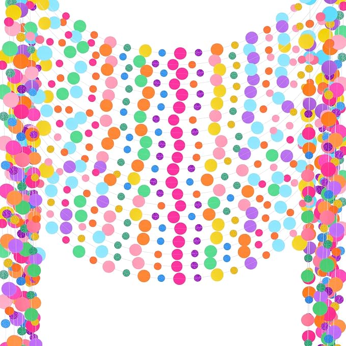 Outus 20 Pieces Colorful Circle Garland Banner Hanging Paper Dot Decorations by Outus