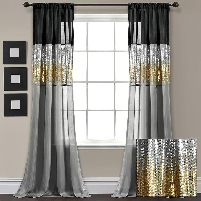 Lush Decor Night Sky Window Curtain Panel, Single 42"W x 95"L Black & Gold - Image 8