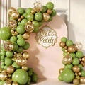 160pcs Olive Green Gold Balloon Garland Arch Kit | Olive Green Gold Confetti by Unknown