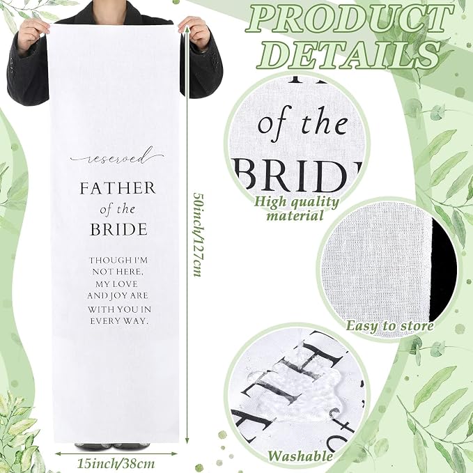 HunnmingRe Father of the Bride Wedding Memorial Reserved Chair Sign Banner in - Image 2