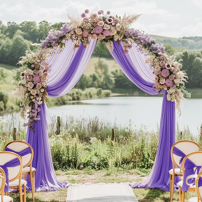 Wedding Arch Draping Fabric Backdrop 6 Panels, Lavender Purple | 28.7"x20FT - Image 3