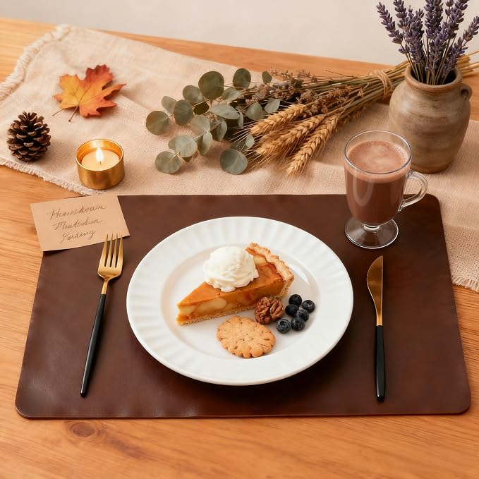 Placemats Set of 4, DOLOPL Reversible Dual-Color Faux Leather Place Mats - Image 3