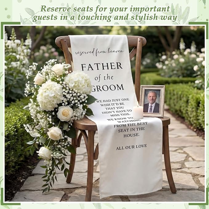 HunnmingRe Groom Father Wedding Memorial Reserved Chair Sign Banner in Loving - Image 6