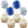 Gyufise 30Pcs Foil Firework Cupcake Toppers Sparkle Tinsel Cake Toppers Tinsel by Gyufise