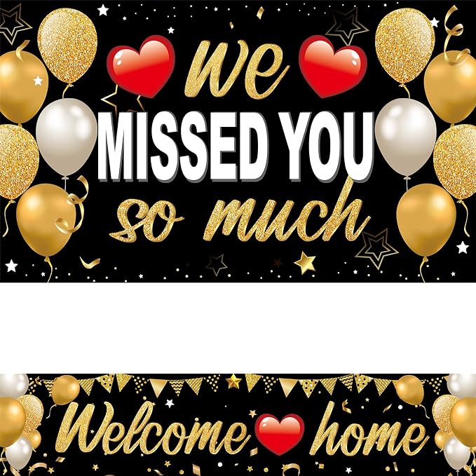 Zirtorei 2Pcs Welcome Home Decorations We Missed You So Much Banner | Black by Zirtorei