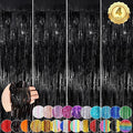 Black Fringe Curtain Party Streamers 4Pack 3.3 x 8.3 Ft Foil Fringe Backdrop by UWPVOWSR