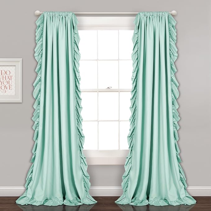 Lush Decor Reyna Ruffle Window Curtain Panel Set, Light Blue by LushDecor