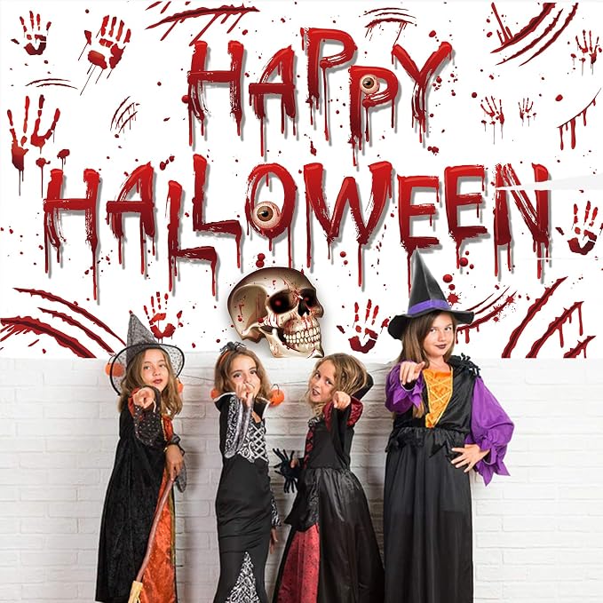 Red Happy Halloween Backdrop Banner Photography Background - Image 5